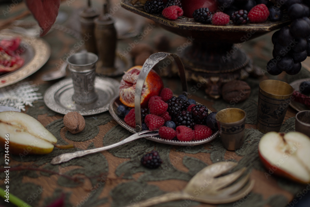 Still life with vintage dishes