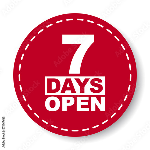 red vector banner seven days open