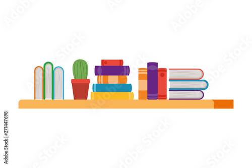 shelving with books in white background
