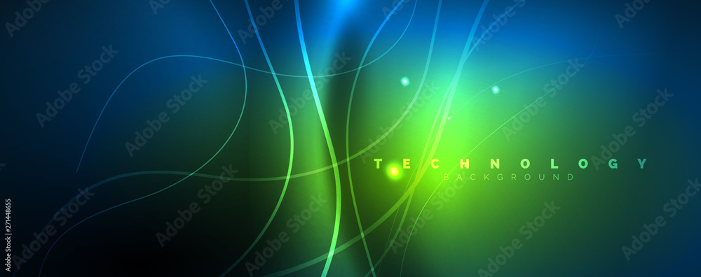 Trendy neon blue abstract design with waves and circles. Neon light glowing effect. Abstract digital background. Trendy neon blue abstract design with waves and circles. Neon light glowing effect. Abstract digital background.