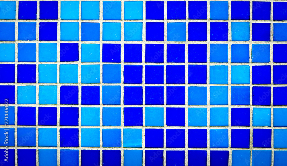 Close up of Blue mosaic tiles for background