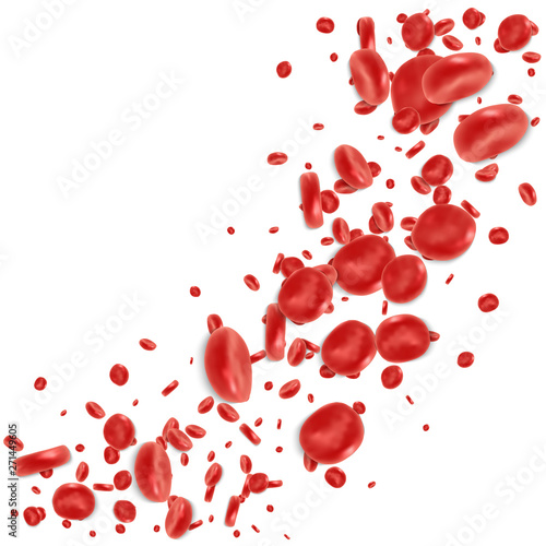 Red blood cell flowing in vein or artery. Vector illustration. Healthcare and medical zoom concept.
