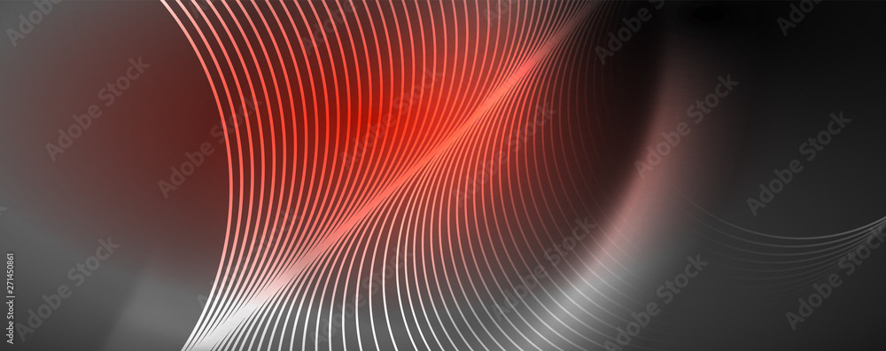 Shiny neon lights, dark abstract background with blurred magic neon light curved lines Shiny neon lights, dark abstract background with blurred magic neon light curved lines