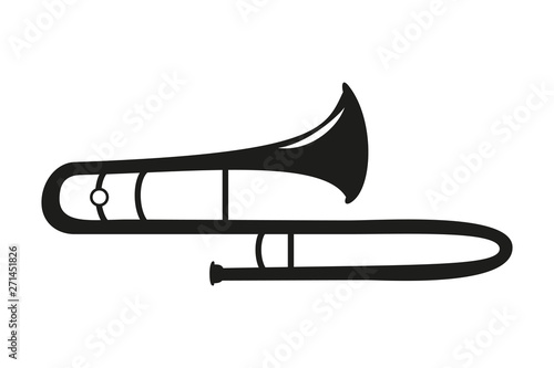 Trombone on the white background.