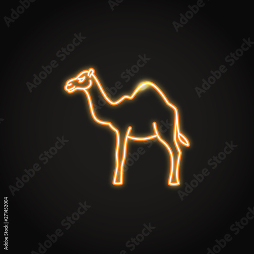 Camel animal icon in glowing neon style