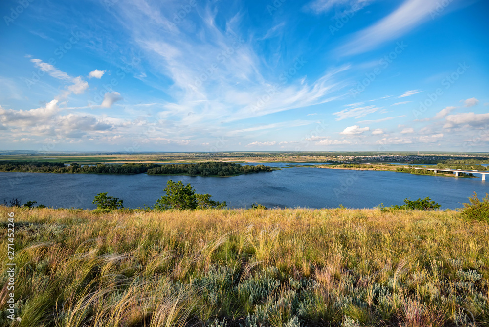 View of steppe and upper river Don in Russia. Beautiful summer landscape