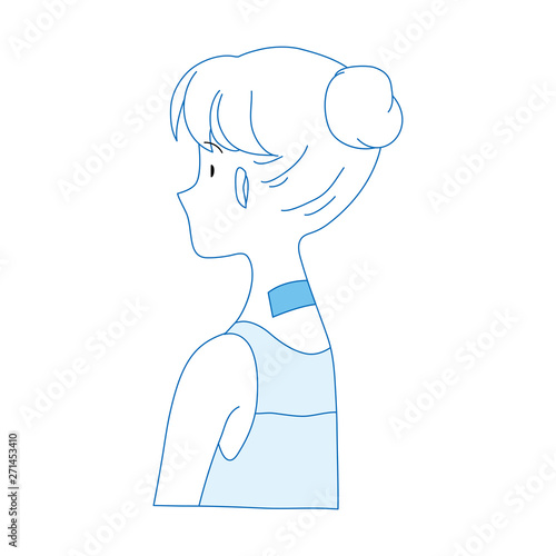 首の後に冷却シートを貼っている女性のイラスト
