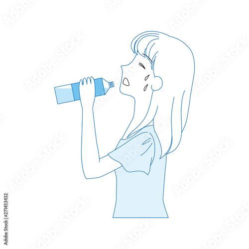 水分補給をする女性のイラスト