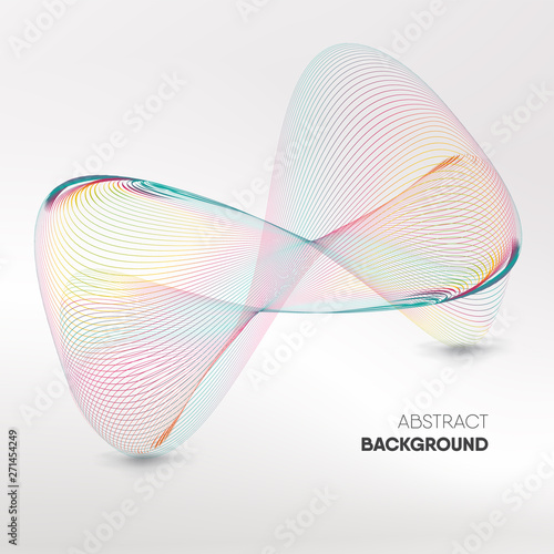 Abstract colorful infinity wave mesh 3D look on white background with space for text  vector illustration photo