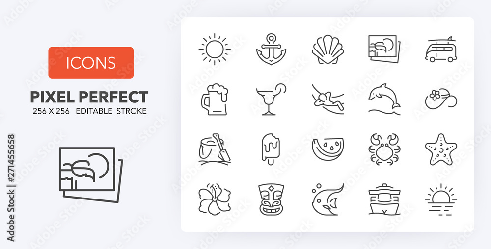 summer line icons 256 x 256 summer line icons 256 x 256