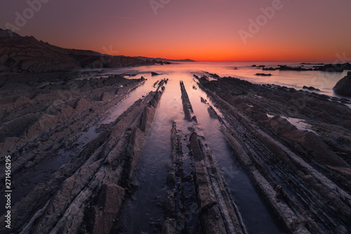Beach of Itzurun at Zumaia with the famous flysch coast, Basque Country.