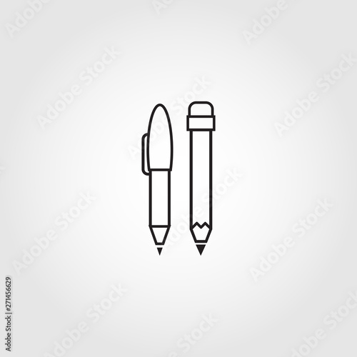 pencil and pen vector icon. Crayon icon with pen for web, mobile apps, design. Crayon vector symbol.