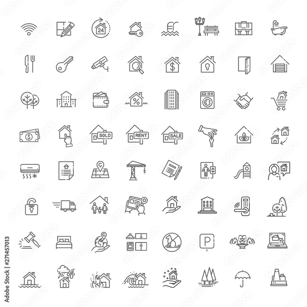 Vector Set of Real Estate Related Vector Line Icons Stock Vector ...