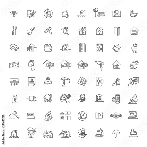 Vector Set of Real Estate Related Vector Line Icons