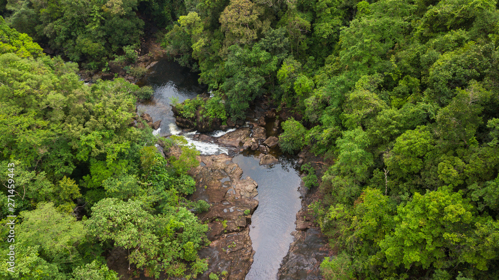 Aerial of Klong Plu waterfall, Koh Chang island Aerial of Klong Plu waterfall, Koh Chang island