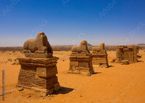 Sudan, Nubia, Naga, rams statues in amun temple rams photo