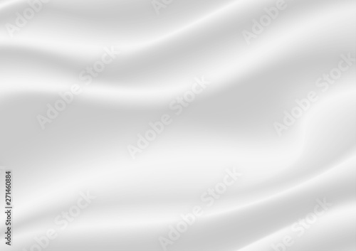 Abstract texture Background. White and Grey Satin Silk. Cloth Fabric Textile with Wavy Folds. Vector illustration.