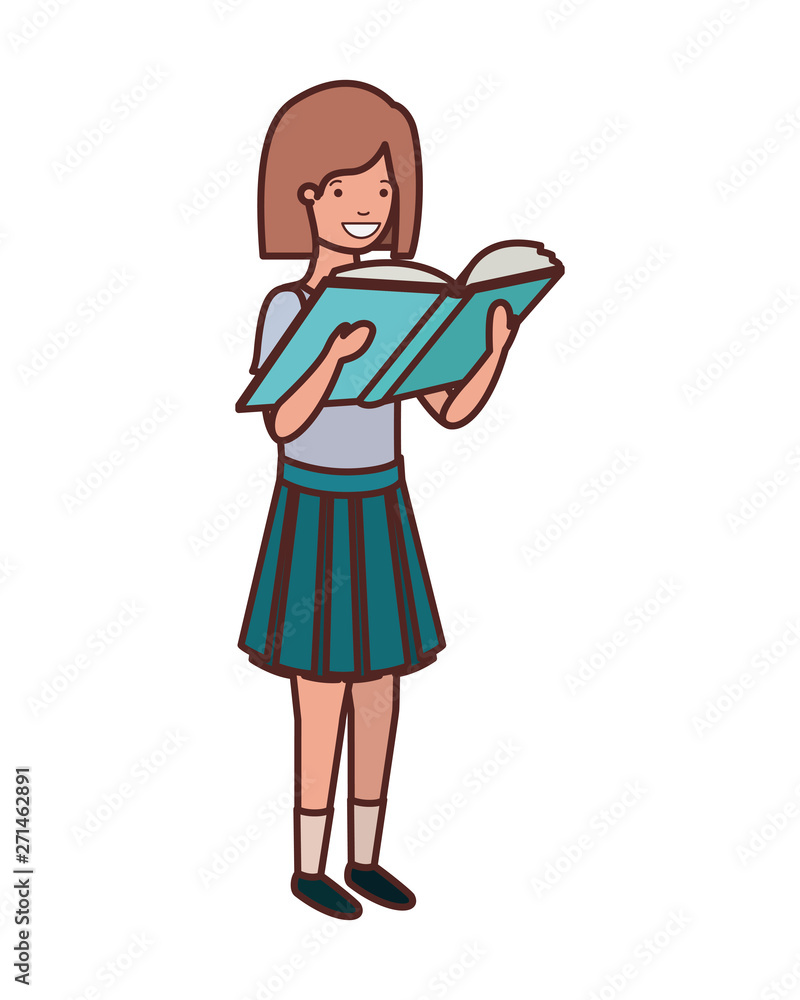 student girl with reading book in the hands student girl with reading book in the hands