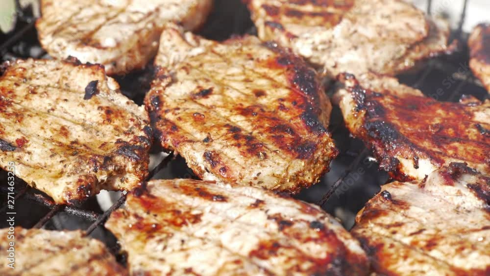 Cooking fresh juicy meat on grill barbecue Cooking fresh juicy meat on grill barbecue