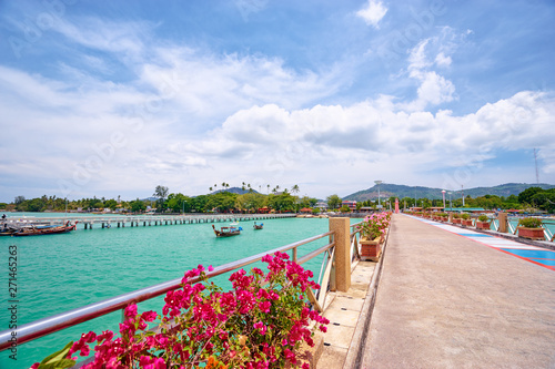 Wallpaper Mural Travel by Thailand. Beautiful summer landscape with tropical sea marina lagoon and pier. Torontodigital.ca