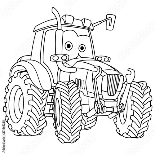 coloring page with tractor farming vehicle