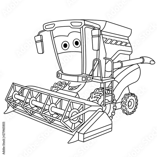 coloring page with harvester combine