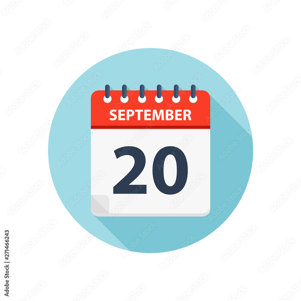 September 20 - Calendar Icon - Round Calendar design template September 20 - Calendar Icon - Round Calendar design template