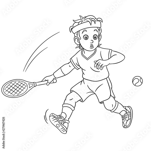 coloring page with tennis player