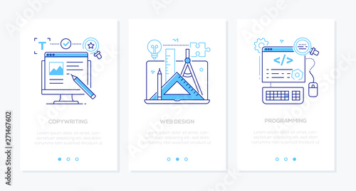 Business and services - set of linear style vertical web banners