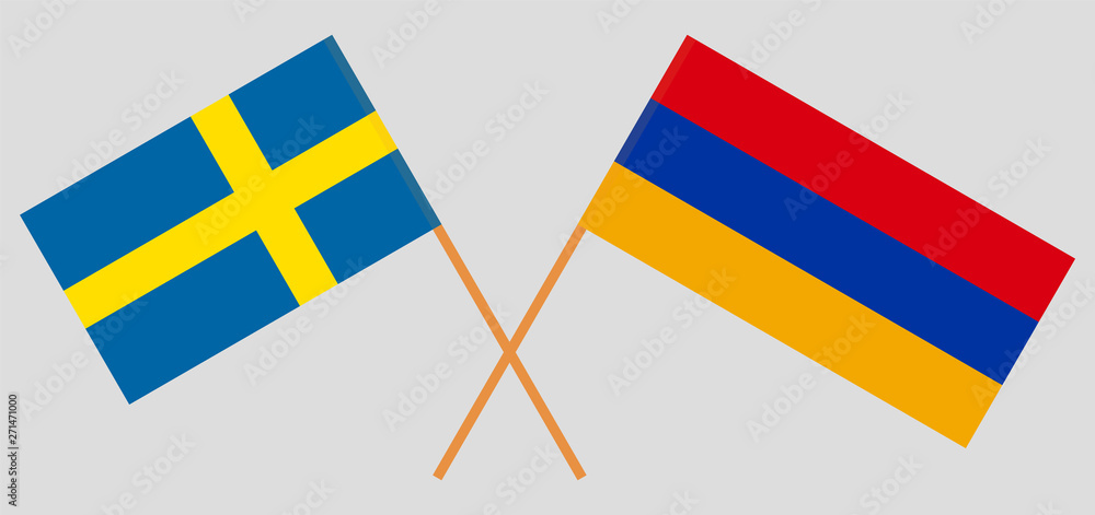 Armenia and Sweden. Armenian and Swedish flags