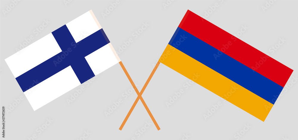 Armenia and Finland. Armenian and Finnish flags.