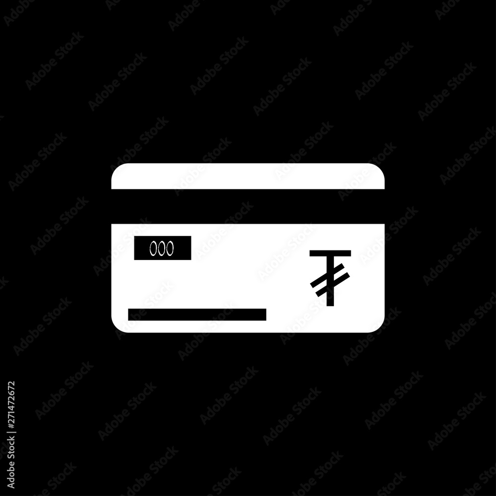 Credit card with a currency sign. Mongolia currency sign Tugrik. Black background Credit card with a currency sign. Mongolia currency sign Tugrik. Black background