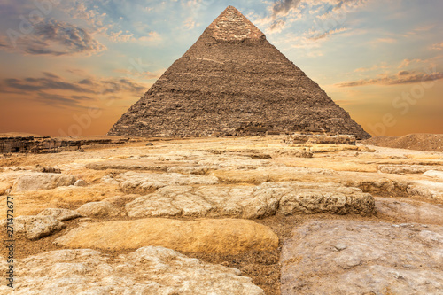 The Pyramid of Chephren in Giza  sunset view