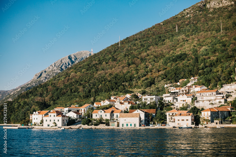 Scenic panorama view historic town Tivat Scenic panorama view historic town Tivat