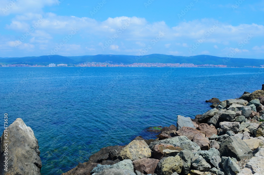 Crystal blue Black Sea in Bulgaria Nessebar island