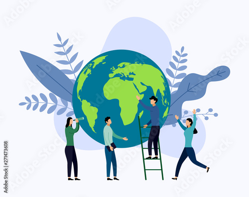 Earth day with world, eco friendly concept, vector illustration