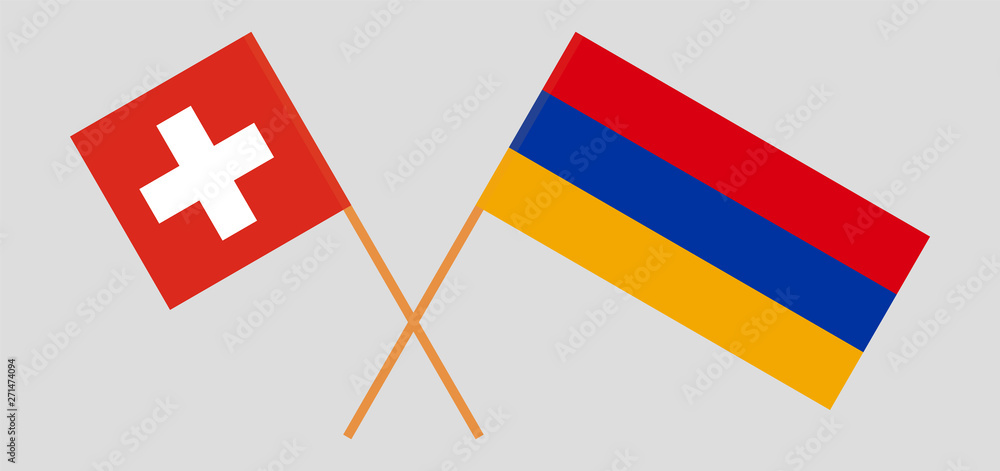 Armenia and Switzerland. Armenian and Swiss flags
