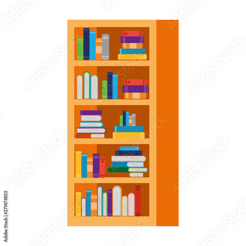 shelving with books in white background