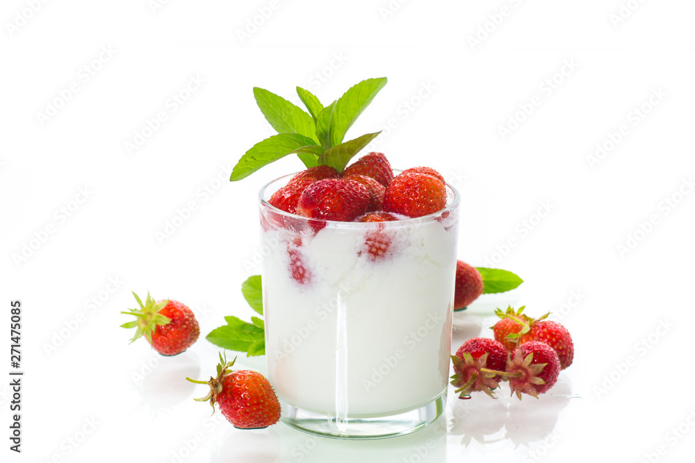 sweet homemade yogurt with fresh ripe strawberries sweet homemade yogurt with fresh ripe strawberries