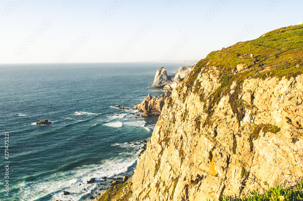 beautiful view to ocean and rocks at Cabo da Roca
