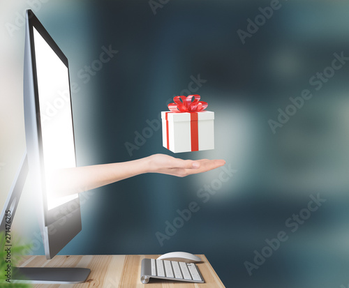 Computer, pc monitor on tab...