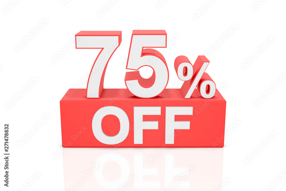 Seventy five percent off. Sale banner. 3D rendering. Seventy five percent off. Sale banner. 3D rendering.