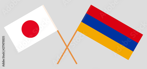 Armenia and Japan. Armenian and Japanese flags