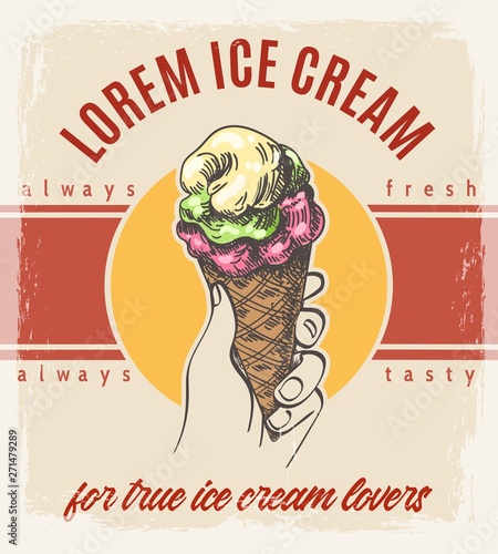 Delicious icecream vintage poster