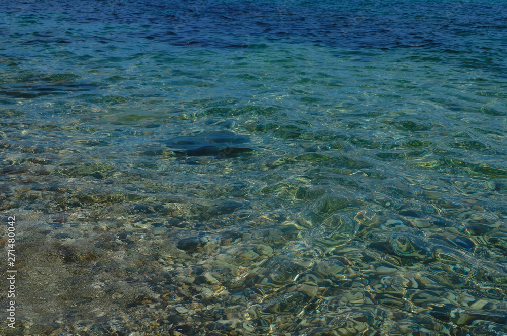 Crystal blue Black Sea in Bulgaria Nessebar island