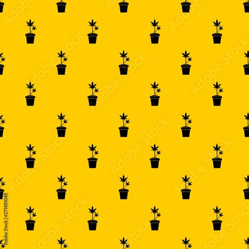 Hemp in pot pattern seamless vector repeat geometric yellow for any design