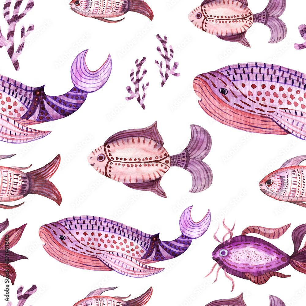 Fish watercolor pattern