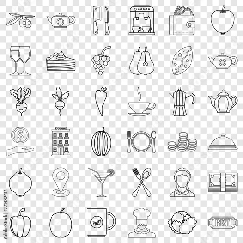 Carrot icons set. Outline style of 36 carrot vector icons for web for any design