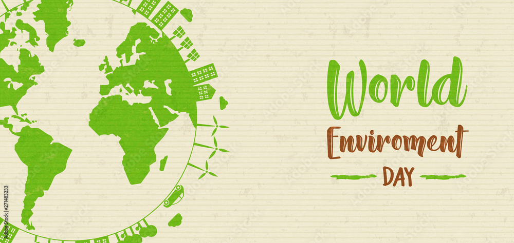 World Environment banner of green earth globe