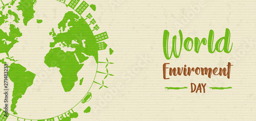 World Environment banner of green earth globe
